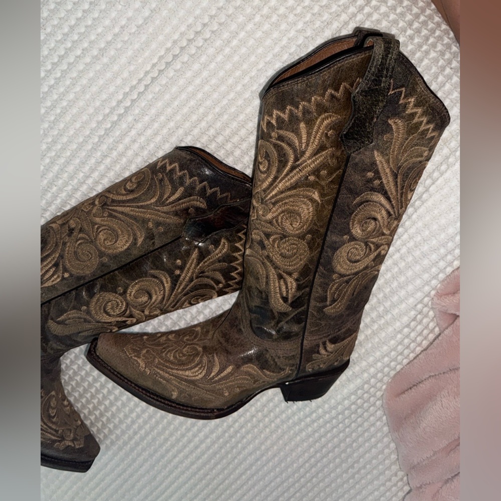 Brown Embroidered Cowboy Boots!! Real leather!!! - Picture 10 of 11
